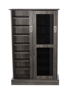 Atlantic Driffield Adjustable Media Cabinet - Tempered Glass Pane Styled Sliding Doors; Store 216 Blu-Rays